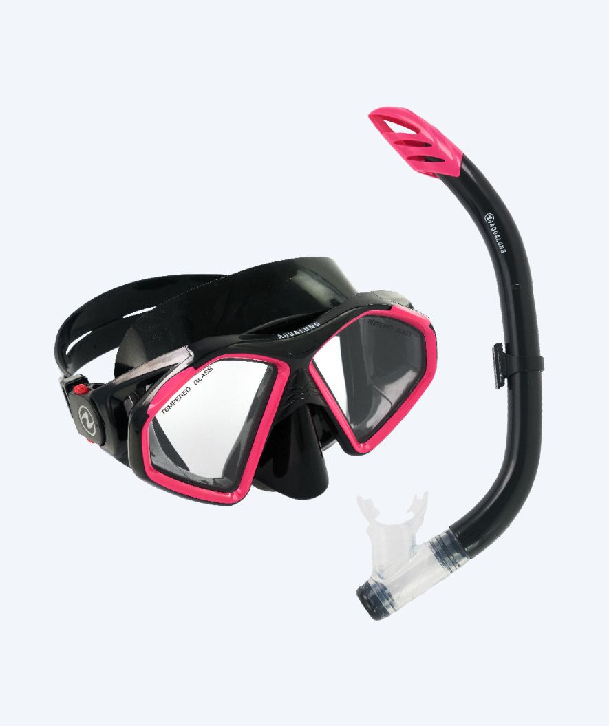 Aqualung Combo Schnorchelset für Erwachsene - Combo Hawkeye - Schwarz/Hellrosa