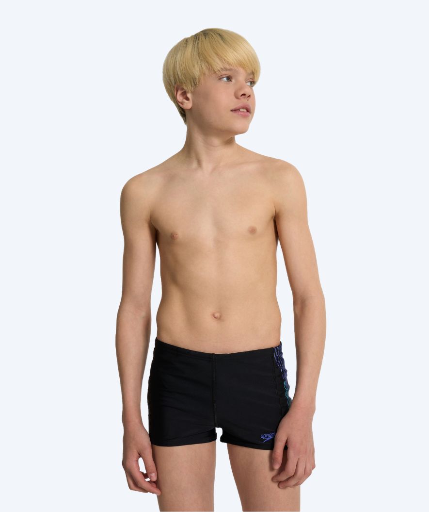 Speedo aquashorts til drenge - Plastisol Placement - Sort/blå