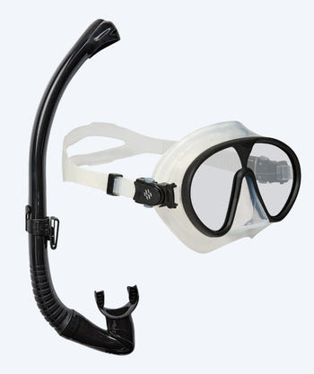 Watery Combo Schnorchelset für Erwachsene - Chisa/Fenton Pro - Schwarz/Klar