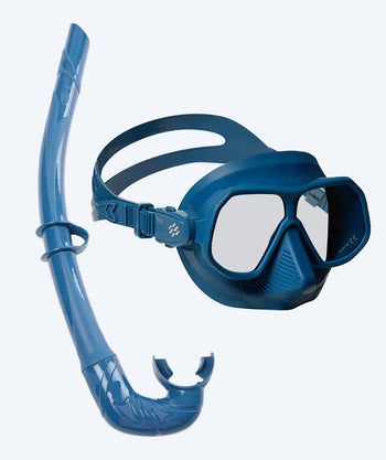 Watery Combo Schnorchelset für Erwachsene - Oceana/Cliff - Dunkelblau/Blau