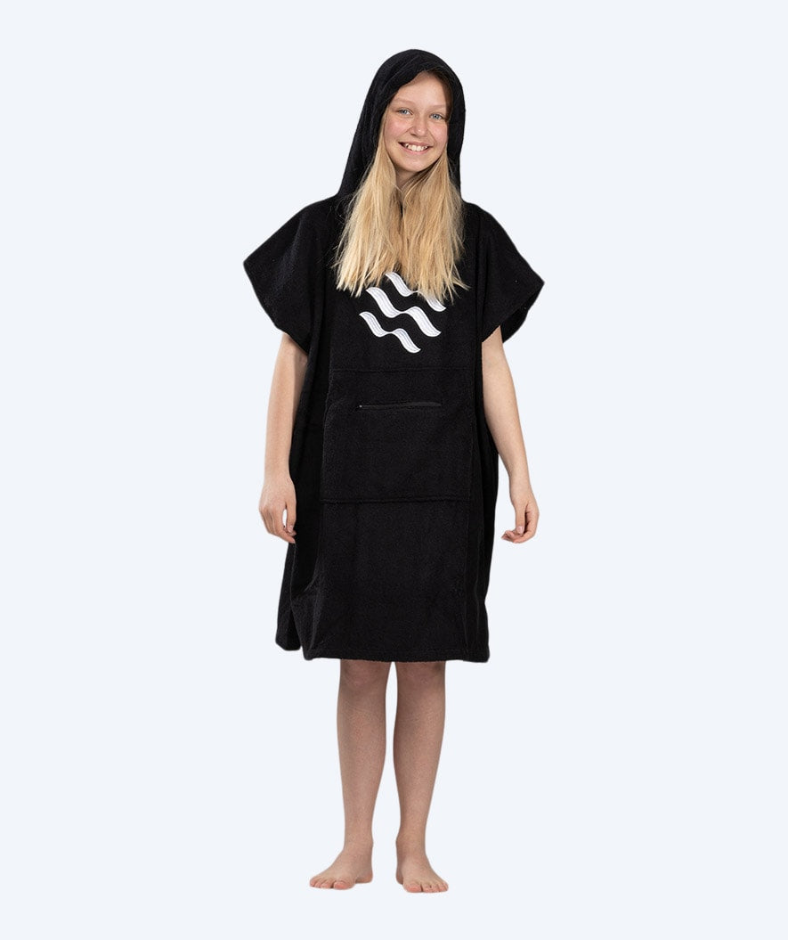 Watery Badeponcho für Junioren (6-15) - Baumwolle - Schwarz