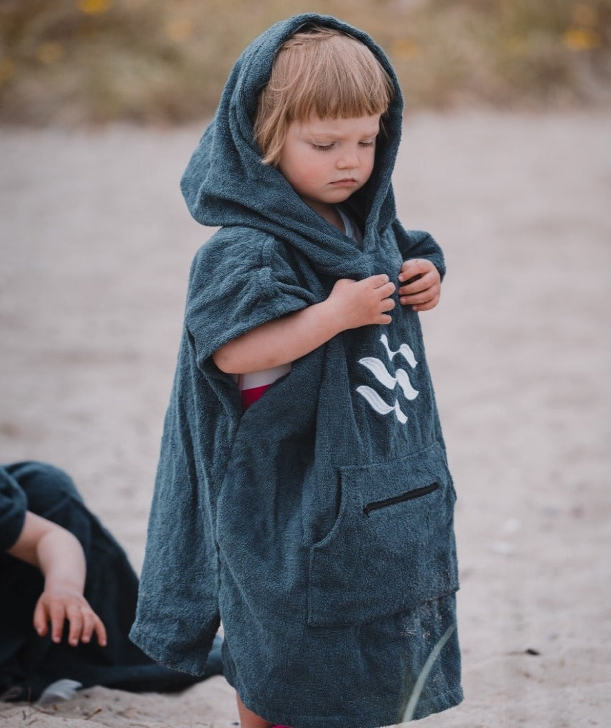 Watery Badeponcho für Kinder (1-6) - Baumwolle - Donkerblau