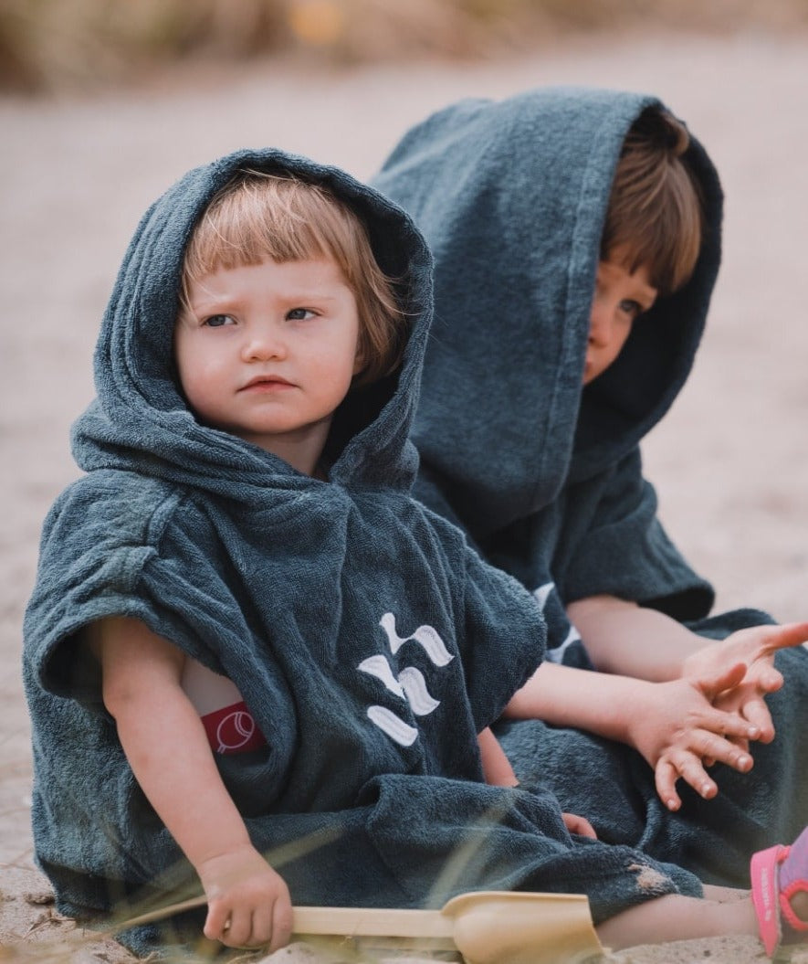 Watery Badeponcho für Kinder (1-6) - Baumwolle - Donkerblau
