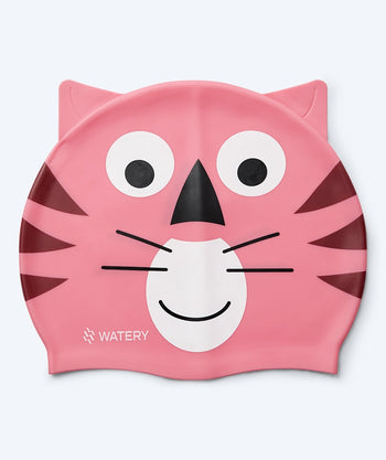 Watery Badekappe für Kinder - Dashers - Tiger (Hellrosa)