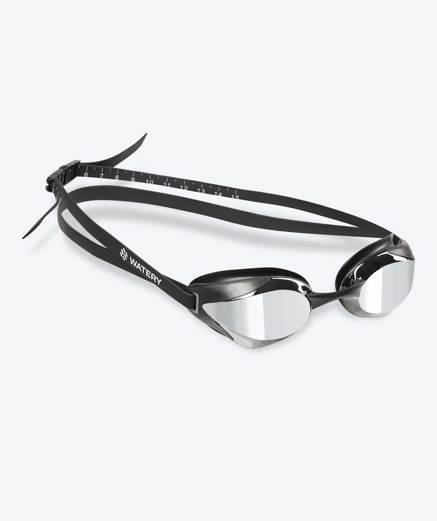 Watery Elite Schwimmbrillen - Poseidon Ultra Mirror - Schwarz/Silber