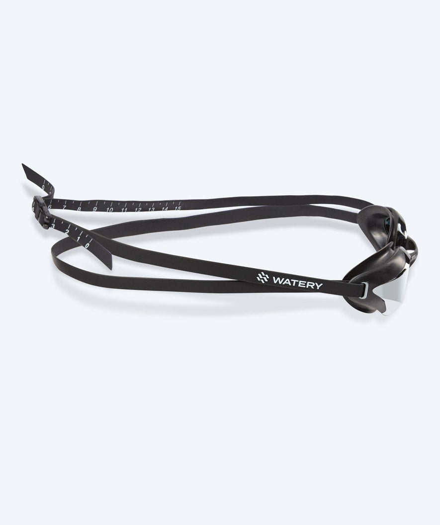 Watery Elite Schwimmbrillen - Poseidon Ultra Mirror - Schwarz/Silber
