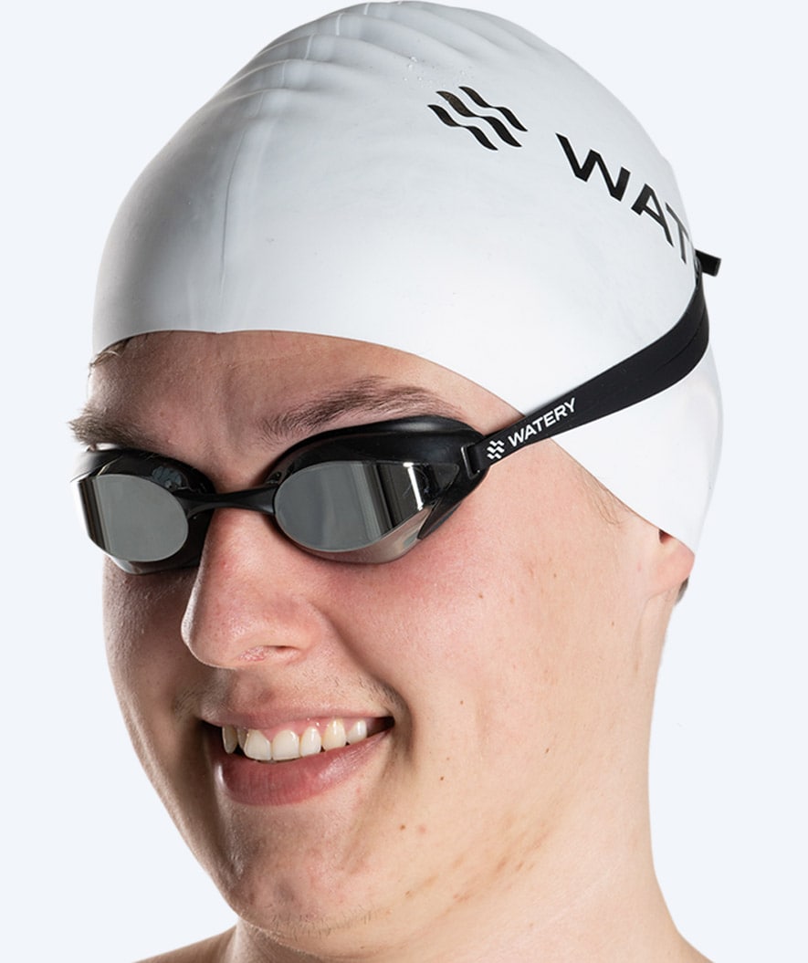 Watery Elite Schwimmbrillen - Poseidon Ultra Mirror - Schwarz/Silber