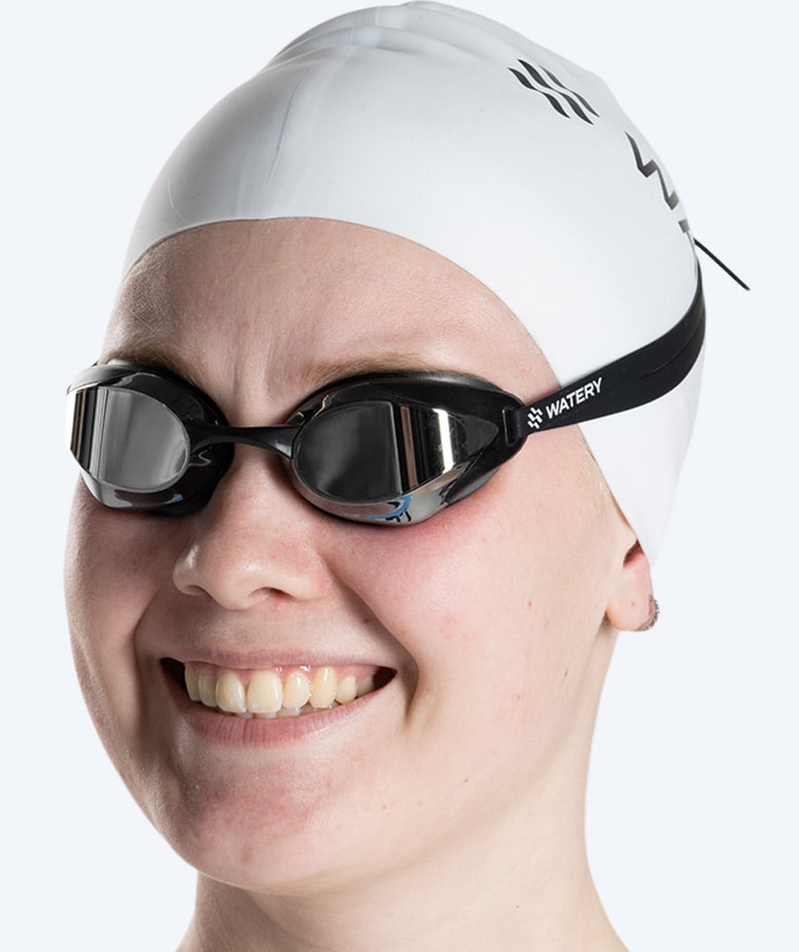 Watery Elite Schwimmbrillen - Poseidon Ultra Mirror - Schwarz/Silber