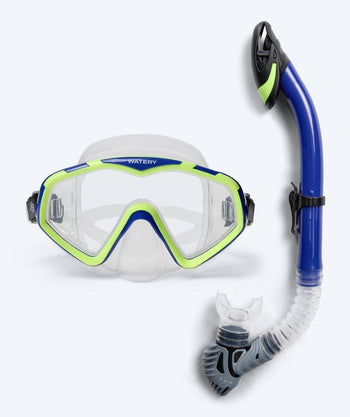 Watery Combo Schnorchelset für Erwachsene (ab 15 Jahre) - Leach Pro - Blau/Gelb