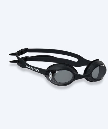 Watery Schwimmbrillen mit Sehstärke für Kurzsichtige Kinder - (-1.0) – (-5.5) - Matira - Schwarz (Smoke Scheiben)