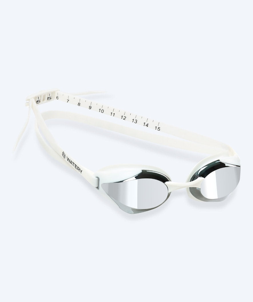 Watery Elite Schwimmbrillen - Poseidon Ultra Mirror - Weiß/Silber