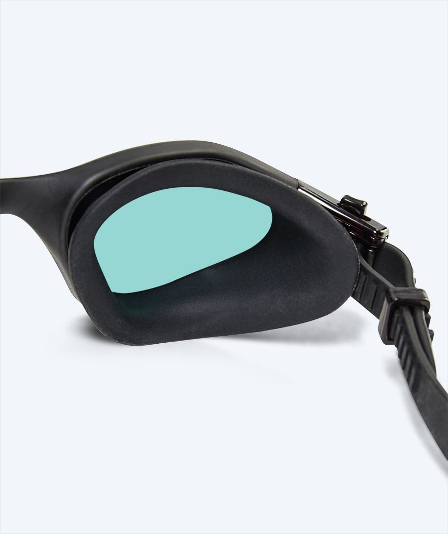 Watery Schwimmbrillen mit Sehstärke für Kurzsichtige Erwachsene - (-2.0) – (-6.0) - Raven Active - Schwarz (Smoke Scheiben)