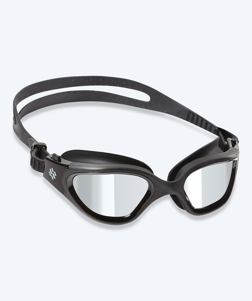Watery Schwimmbrille für Freizeitschwimmer - Raven Mirror - Schwarz/Silber