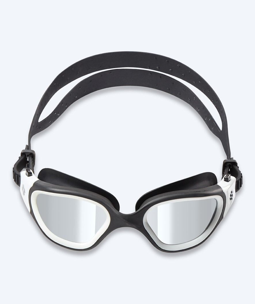 Watery Schwimmbrille für Freizeitschwimmer - Raven Mirror - Schwarz/Weiß