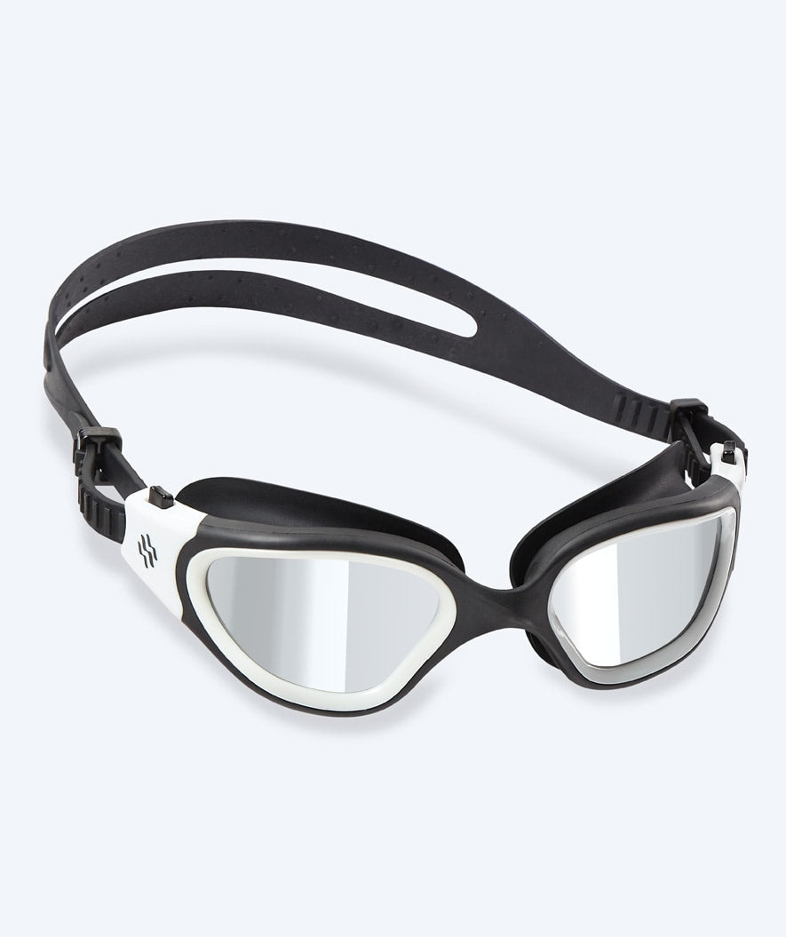 Watery Schwimmbrille für Freizeitschwimmer - Raven Mirror - Schwarz/Weiß