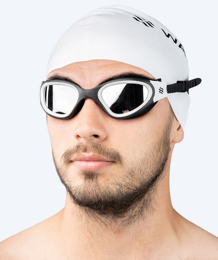 Watery Schwimmbrille für Freizeitschwimmer - Raven Mirror - Schwarz/Weiß