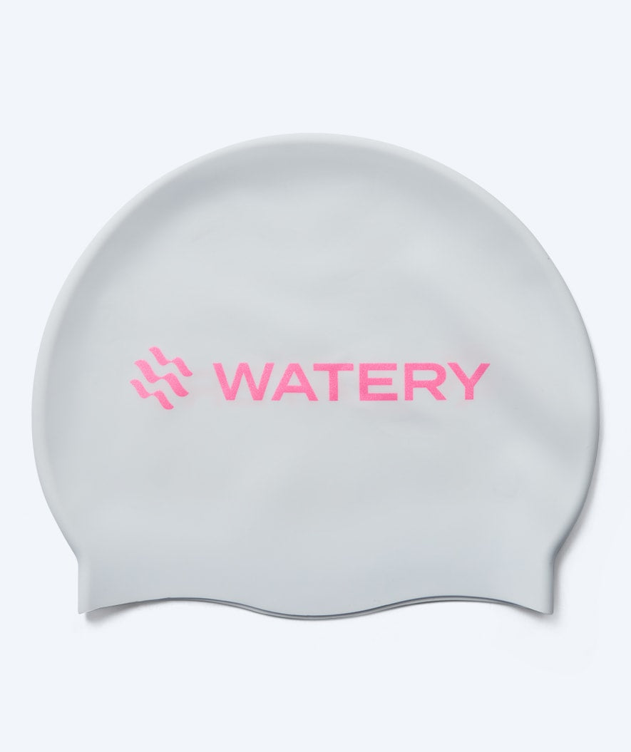 Watery Badekappe - Signature Metallic - Weiß/Rosa