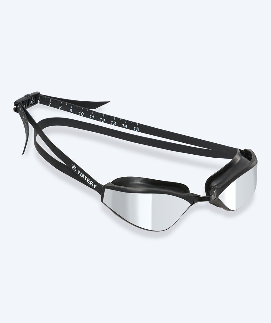 Watery Elite Schwimmbrillen - Storm Racer Mirror - Schwarz/Silber