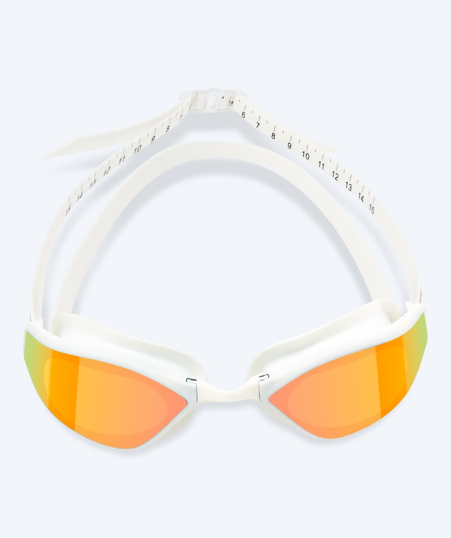 Watery Elite Schwimmbrillen - Storm Racer Mirror - Weiß/Gold