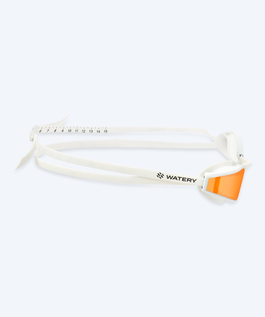 Watery Elite Schwimmbrillen - Storm Racer Mirror - Weiß/Gold