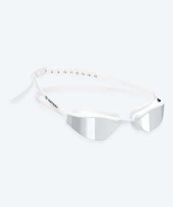 Watery Elite Schwimmbrillen - Storm Racer Mirror - Weiß/Silber