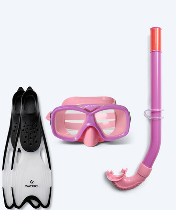 Watery Schnorchelset für Kinder (8-15) - Misu/Rilian - Hellrosa/Schwarz